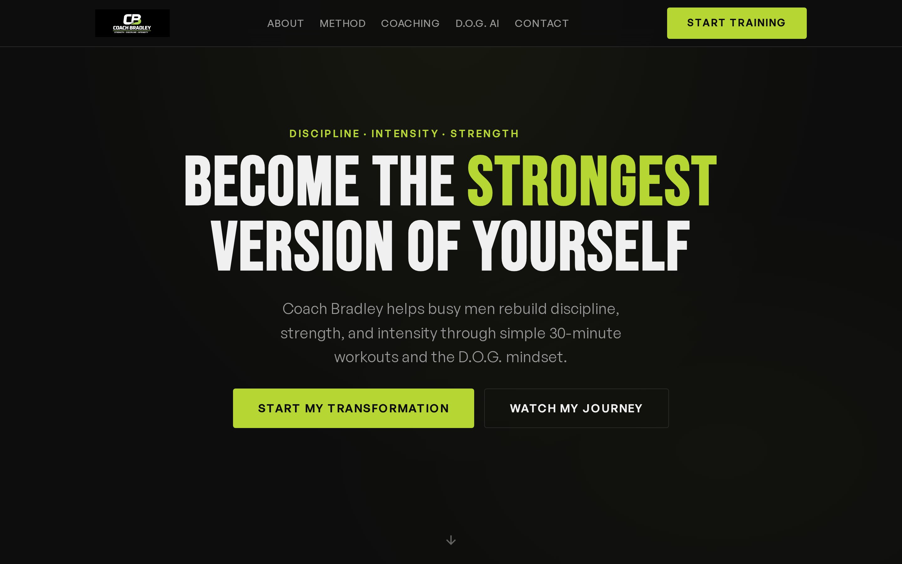 CoachBradleyX — homepage screenshot